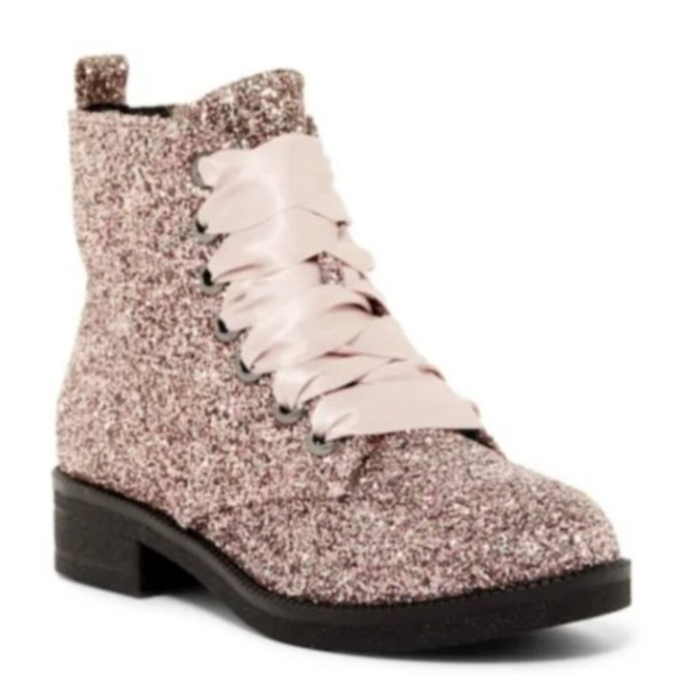 Dirty Laundry Pink Glitter Combat Boots